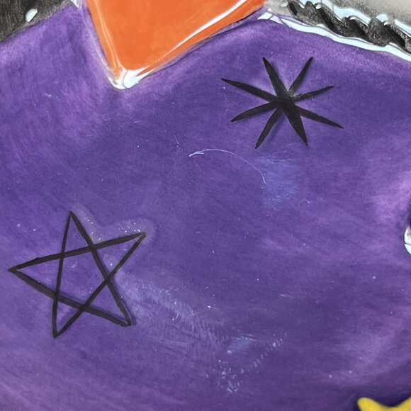 Fitz and Floyd Halloween "Treats" Cat Plate Oval Snack Candy Dish Decor Vintage - Picture 10 of 10